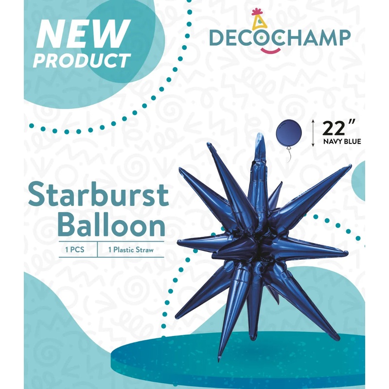 Starburst Foil Balloons Navy Blue 22