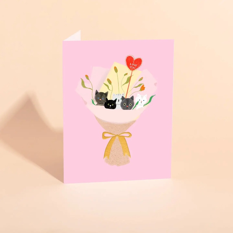 Cat Bouquet I Love You Card