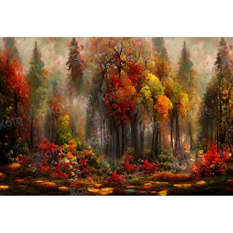 Kate Autumn Magic Forest Fantasy Outdoor Backdrop for Photography 7x5ft - small kids sitting / cake smash Microfiber (Printed)