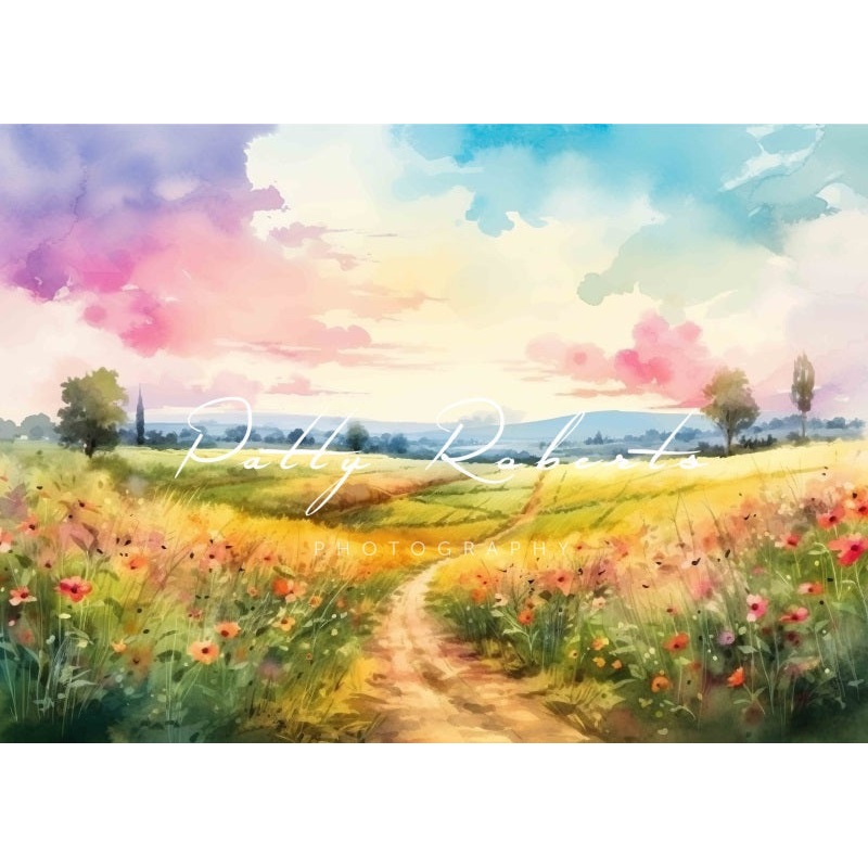 Kate Wildflower Wonderland Autumn Backdrop Designed by Patty Robert 7x5ft - small kids sitting / cake smash Microfiber (Printed)
