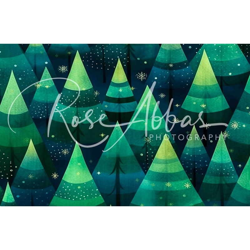 Kate Abstract Christmas Trees Backdrop Designed By Rose Abbas 7x5ft - small kids sitting / cake smash Microfiber (Printed)