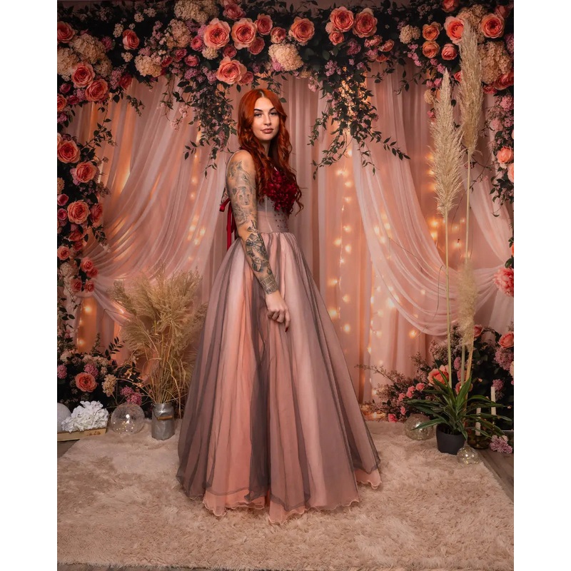 Kate Spring Romantic Curtains Floral Arch Backdrop Designed by Emetselch Microfiber (Printed) 7x5ft - small kids sitting / cake smash