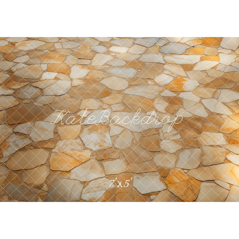 Kate Warm Yellow Stone Texture Floor Backdrop Designed by Kate Image Microfiber (Printed) 7x5ft - small kids sitting / cake smash