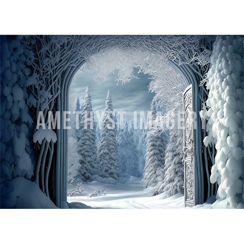 Kate Winter Castle Door Field Backdrop Designed by Angela Miller 7x5ft - small kids sitting / cake smash Microfiber (Printed)