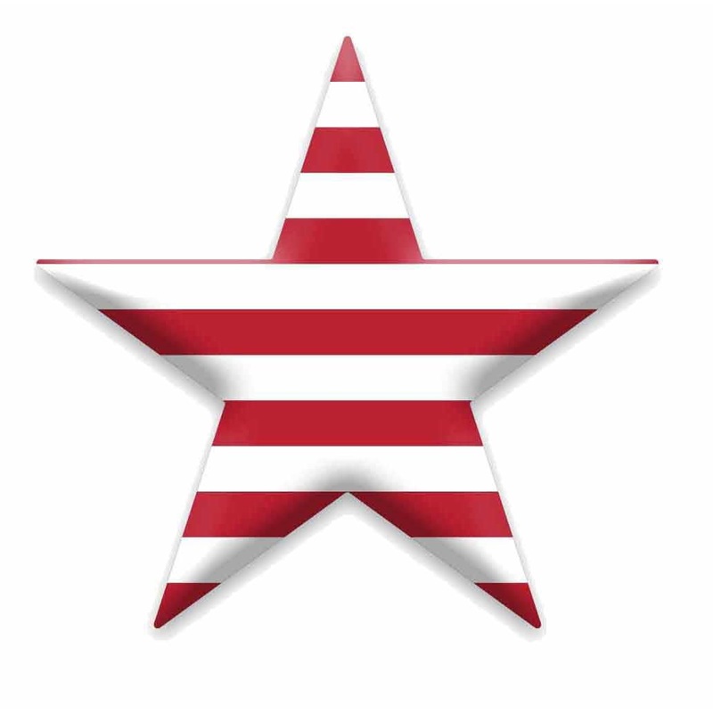 10" Metal Red/White Stripe Star