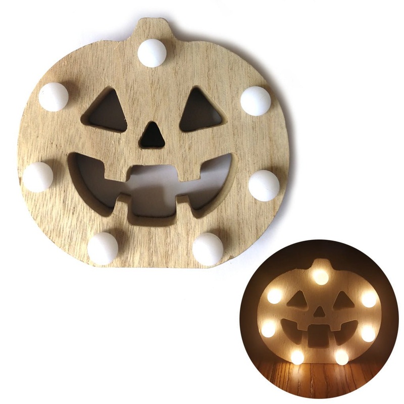 Wooden Pumpkin Light | 1 ct