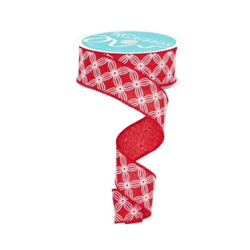 1.5" Multi Circles/Dot Ribbon: Red/White