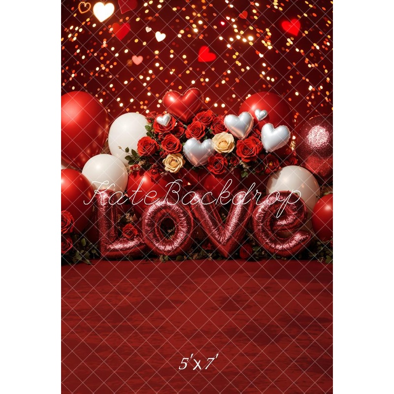 Kate Valentine's Day Love Balloons Roses Backdrop Designed by Emetselch Microfiber (Printed) 5x7ft(1.5x2.2m)