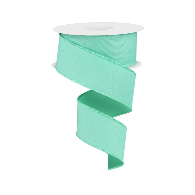 1.5" Diagonal Weave Fabric Ribbon: Mint Green