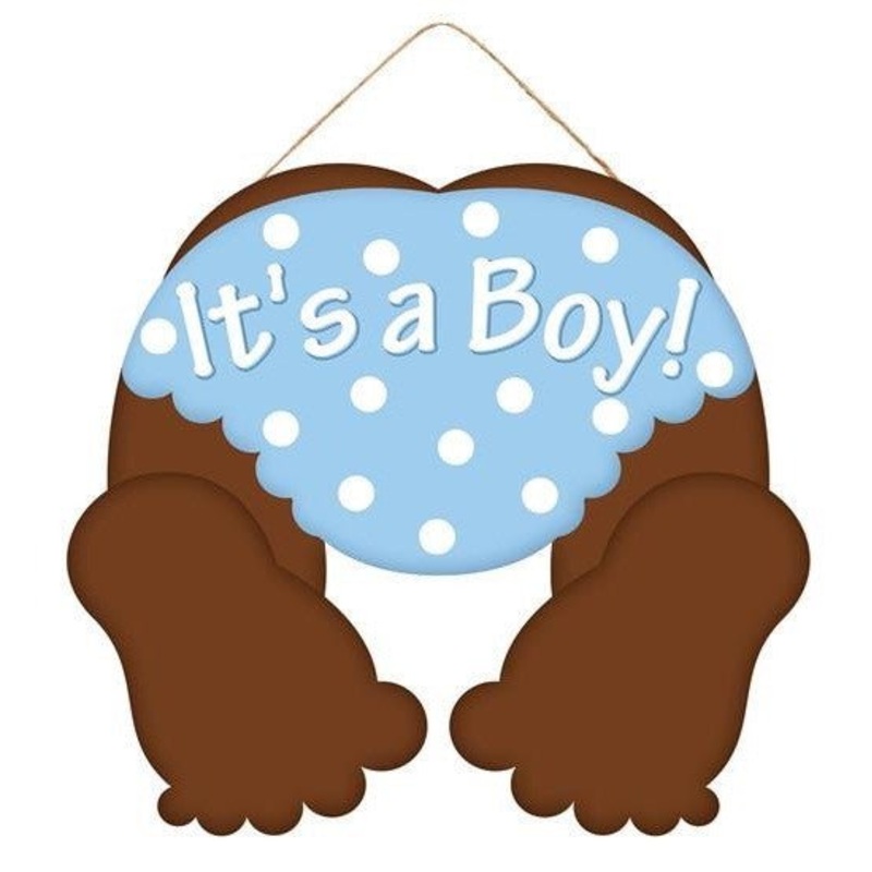 10" Dark Baby Bottom Sign: It's a Boy