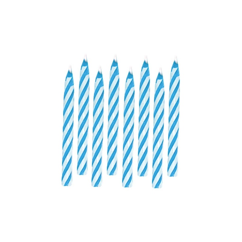 2.5" Candy Stripe Blue Candles (24 count)