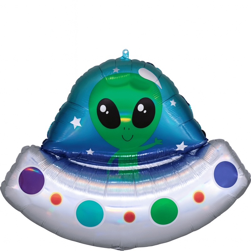 Alien Space Ship Supershape Mylar Balloon 28"x21" | 1ct