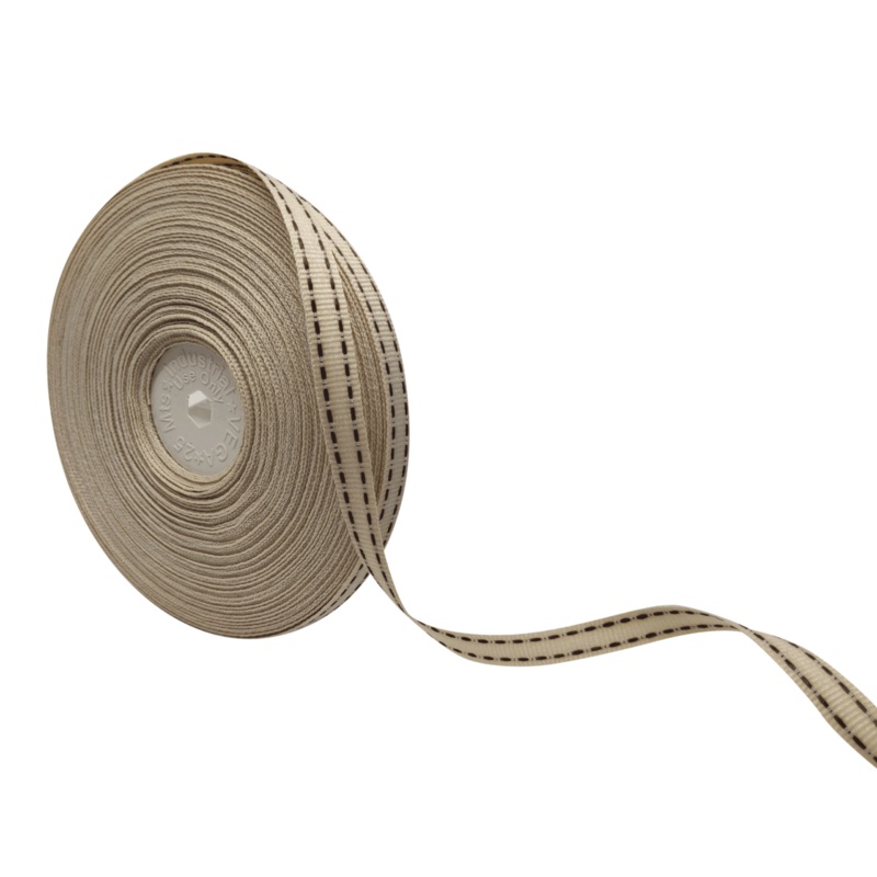 ALLURA STITCHED | CREAM WITH BROWN | 10MM | 25MTR