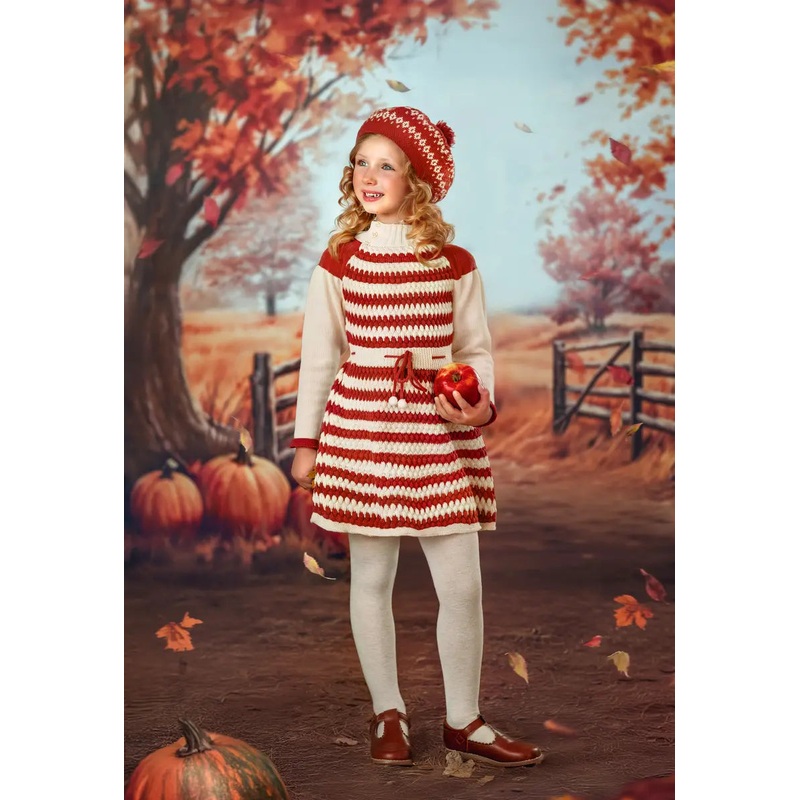 Kate Autumn Maple Leaves Forest Pumpkin Field Path Backdrop Designed by GQ 7x5ft - small kids sitting / cake smash Microfiber (Printed)