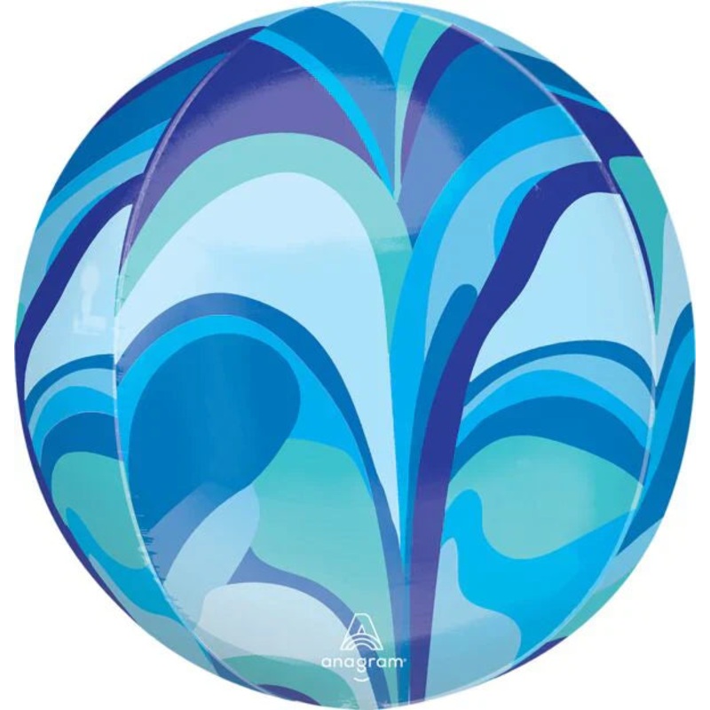 Anagram 16" Blue Macro Marble Orbz Balloon