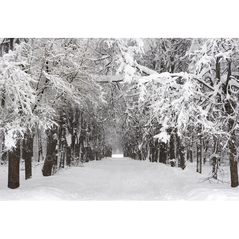 Kate Winter Forest Snow Backdrop for Photography 7x5ft - small kids sitting / cake smash Microfiber (Printed)