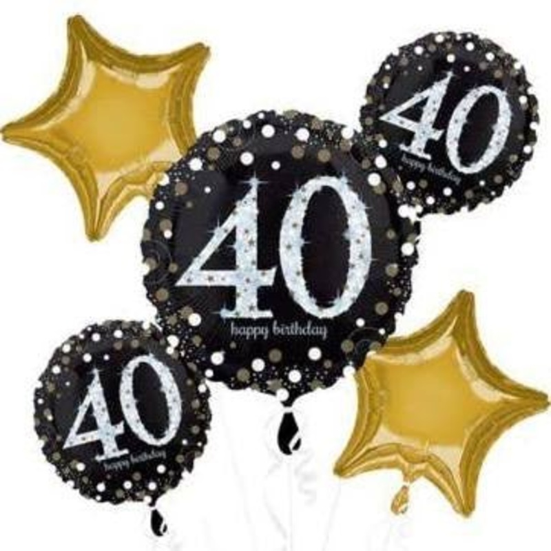 Sparkling 40 Balloon Bouquet | 5 pcs