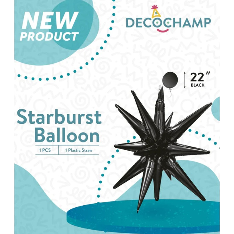 Starburst Foil Balloons Black 641841 22''