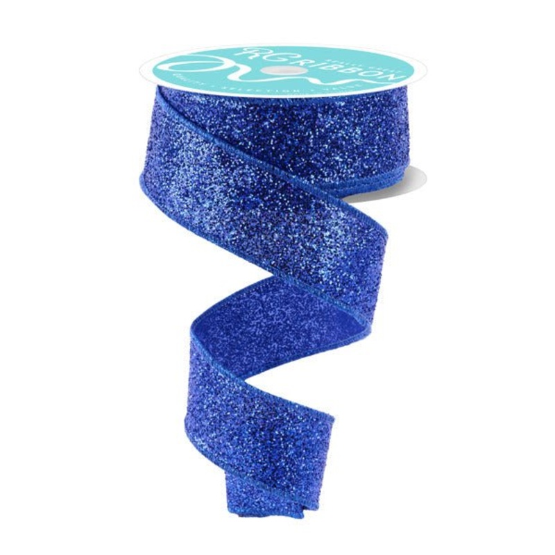 1.5" Laser Glitter Ribbon: Royal Blue - 10yds