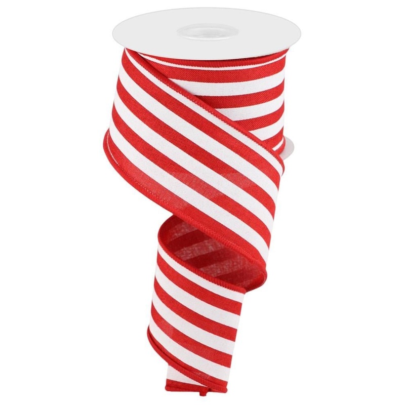 2.5" Vertical Stripe Ribbon: Red/White