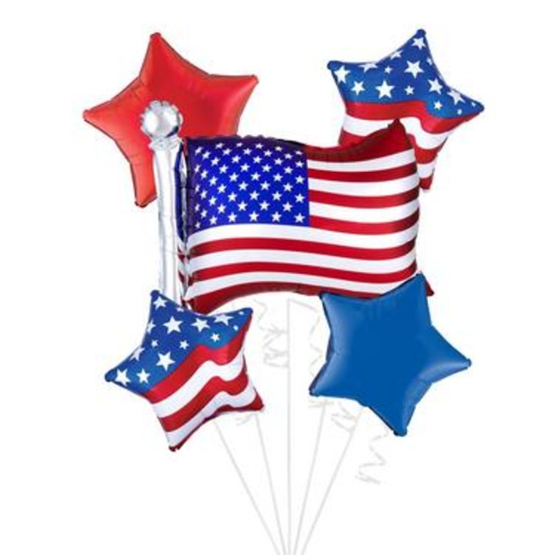 Patriotic Mylar Balloon Bouquet | 5 pcs