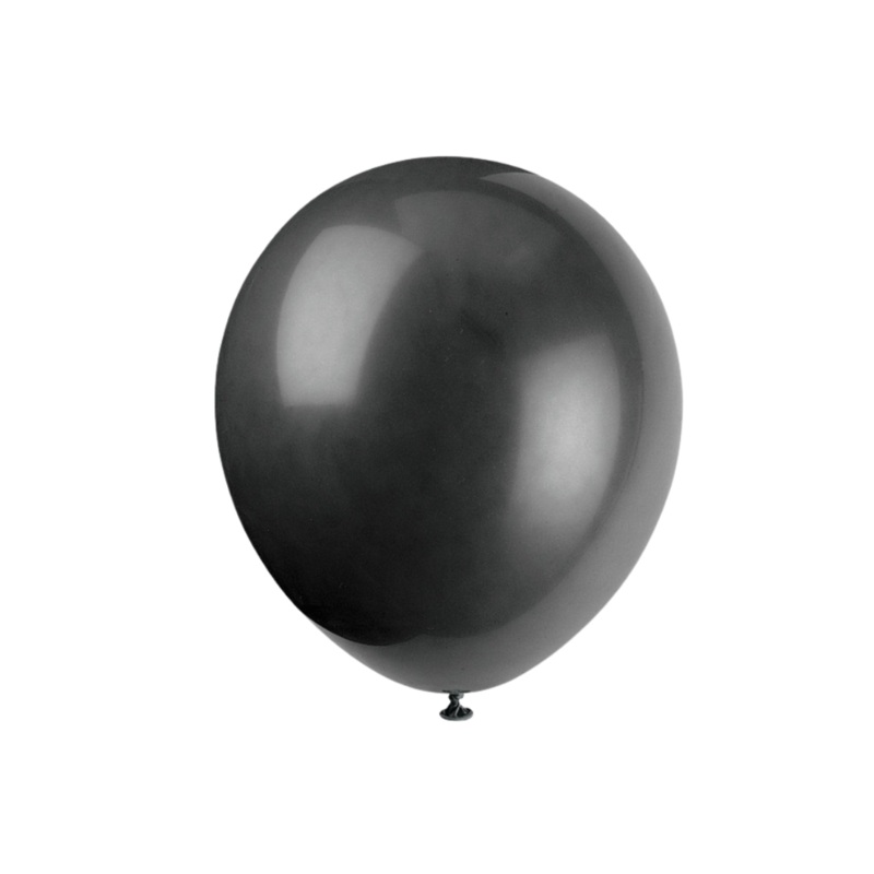 12' Latex Balloons 10ct- Jet Black