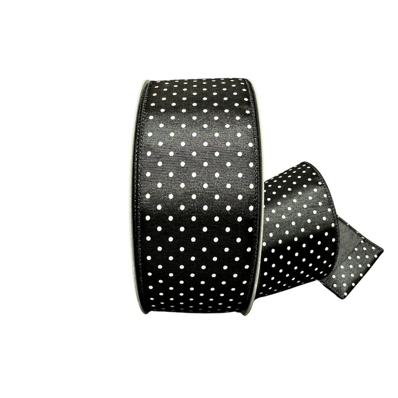 2.5" x 50yds Micro Dot Ribbon: Black/White