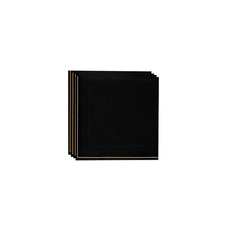 Black with Gold Stripe Beverage Napkins