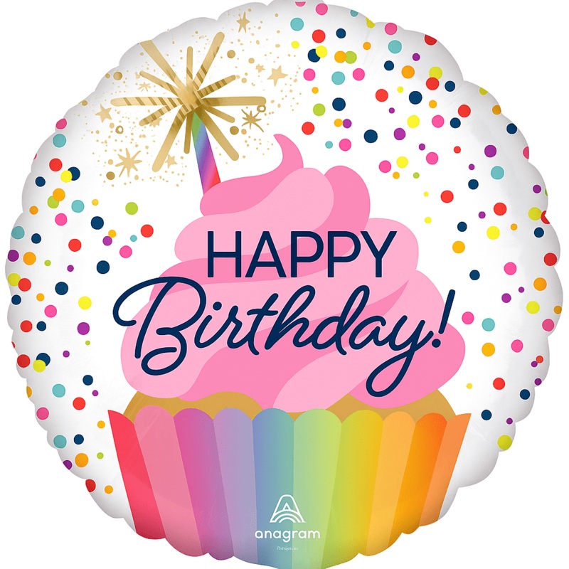 Confetti Sprinkle Cupcake Birthday Mylar 18in | 1ct