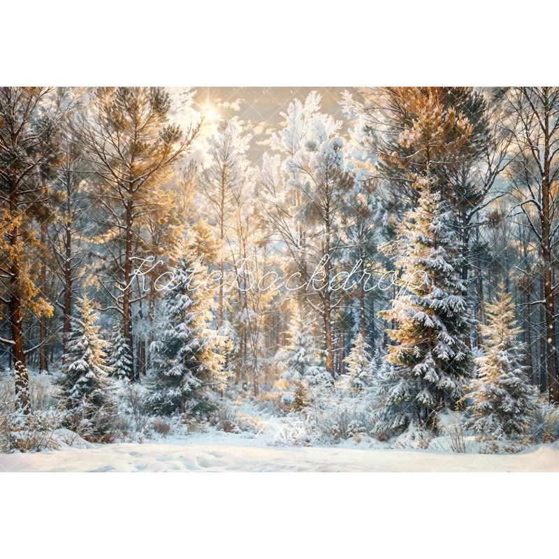 Kate Winter Christmas Outdoor Pine Forest Backdrop Designed by Chain Photography 7x5ft - small kids sitting / cake smash Microfiber (Printed)