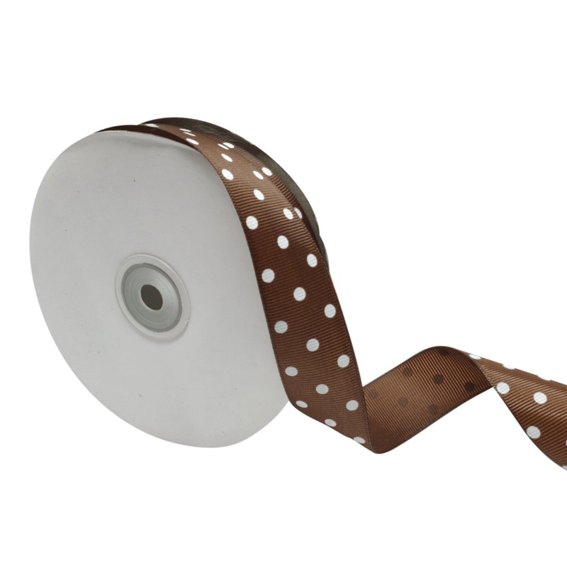 ARIA DOTS | COFFEE BROWN WITH WHITE | 25MM | 45MTR