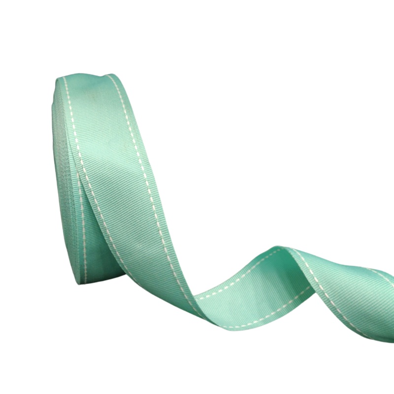 ALLURA STITCHED | AQUA WITH WHITE | 38MM | 25MTR