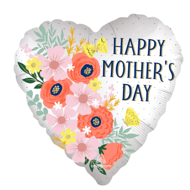 Happy Mother's Day Satin Blooms 4543101 - 18 in Anagram Satin Luxe Standard Heart Shape Foil Balloon