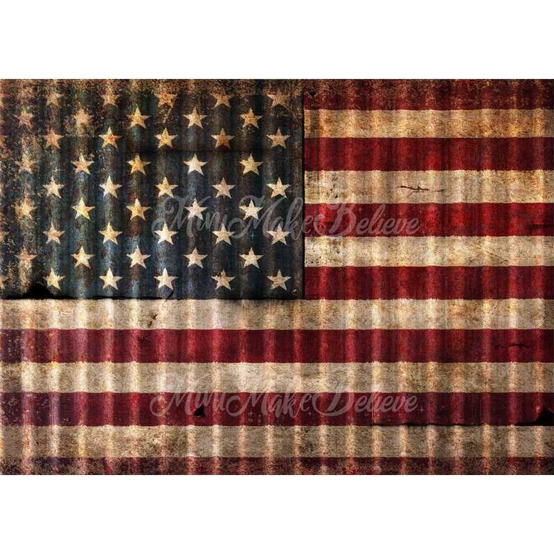Kate American Flag Backdrop July 4 Peace Squad Independence Designed by Mini MakeBelieve 7x5ft - small kids sitting / cake smash Microfiber (Printed)