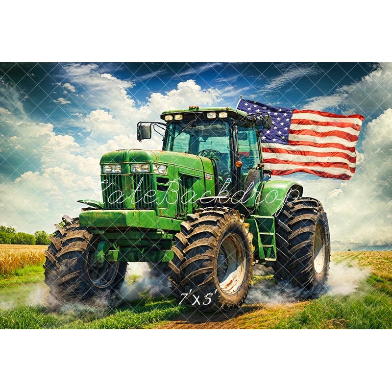 Kate American Independence Day Green Monster Truck Backdrop Designed by Chain Photography 7x5ft - small kids sitting / cake smash Microfiber (Printed)