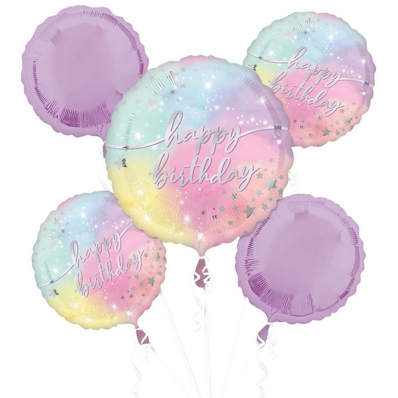 Luminous Birthday Foil Balloon Bouquet | 5 pcs