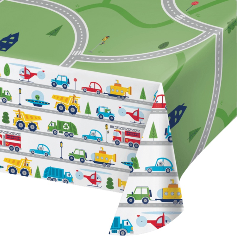 Transportation Time Paper Tablecover 54"x96" | 1 ct