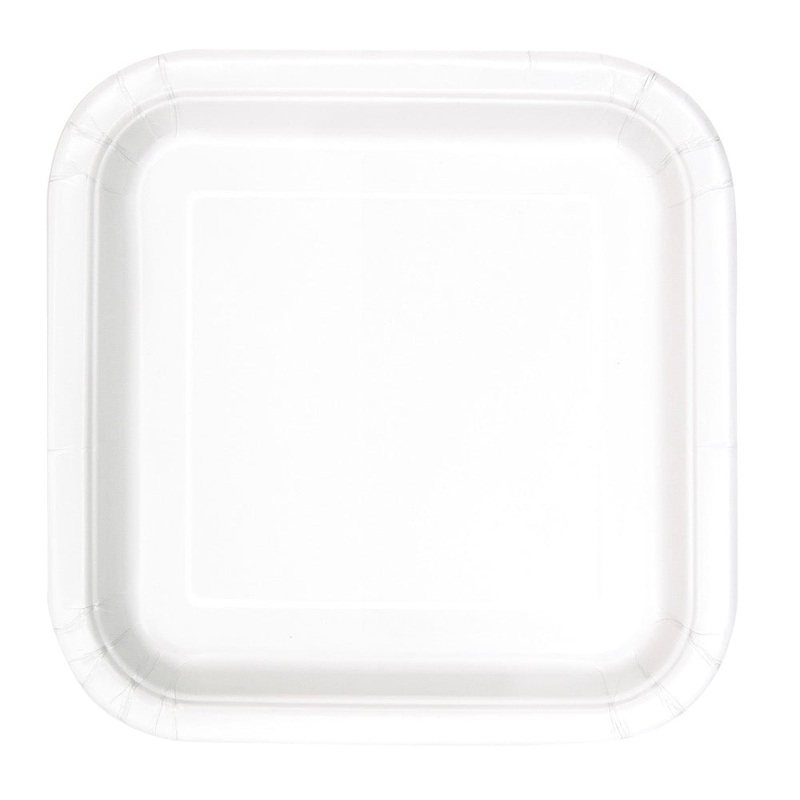 White Square 9in Dinner Plates 14ct