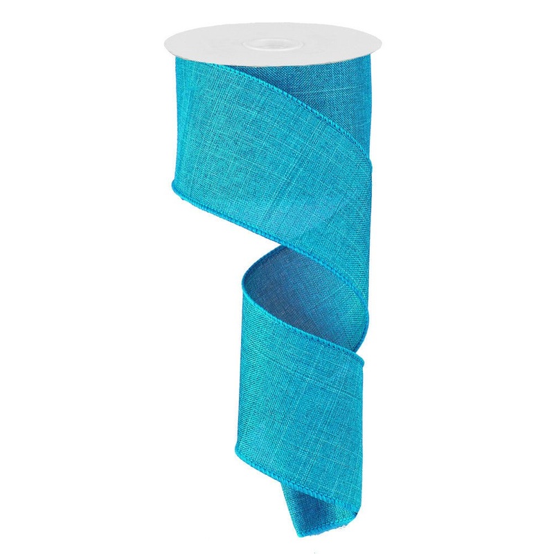 2.5" Turquoise Royal Faux Burlap Ribbon - 10Yds