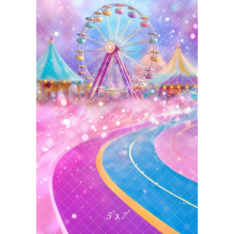 Kate Amusement Park Carnival Ferris Wheel Pink Backdrop Designed by Emetselch Microfiber (Printed) 5x7ft(1.5x2.2m)