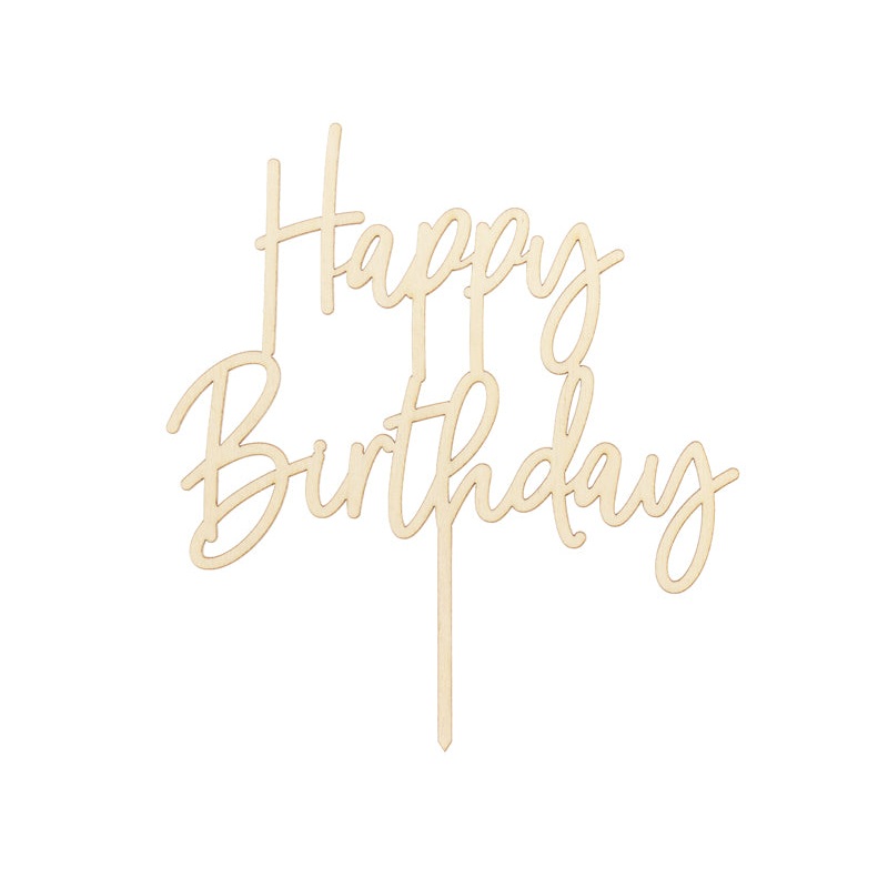 Wooden topper Happy Birthday, 6.5in