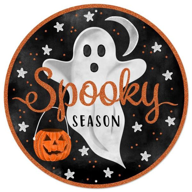 12" Metal Spooky Season Ghost Sign