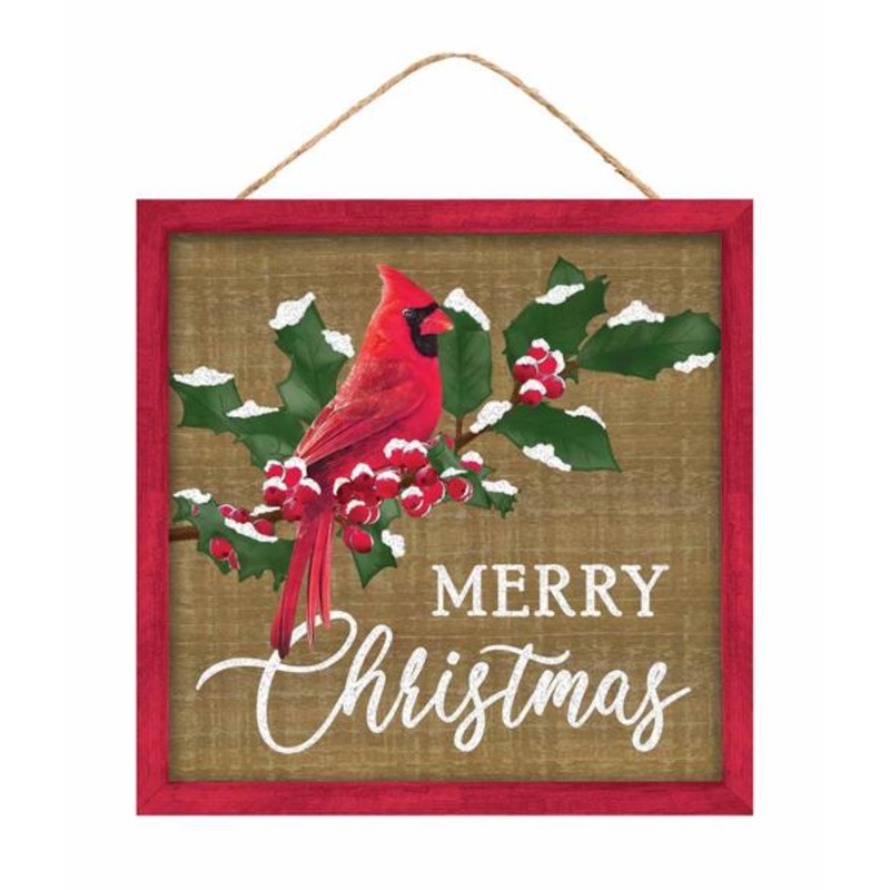 10" Merry Christmas w/ Cardinal Sign