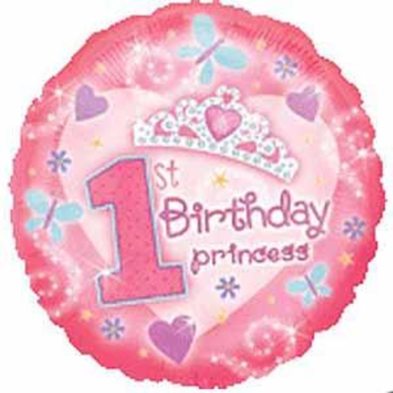 18" First Birthday Princess Foil Balloons