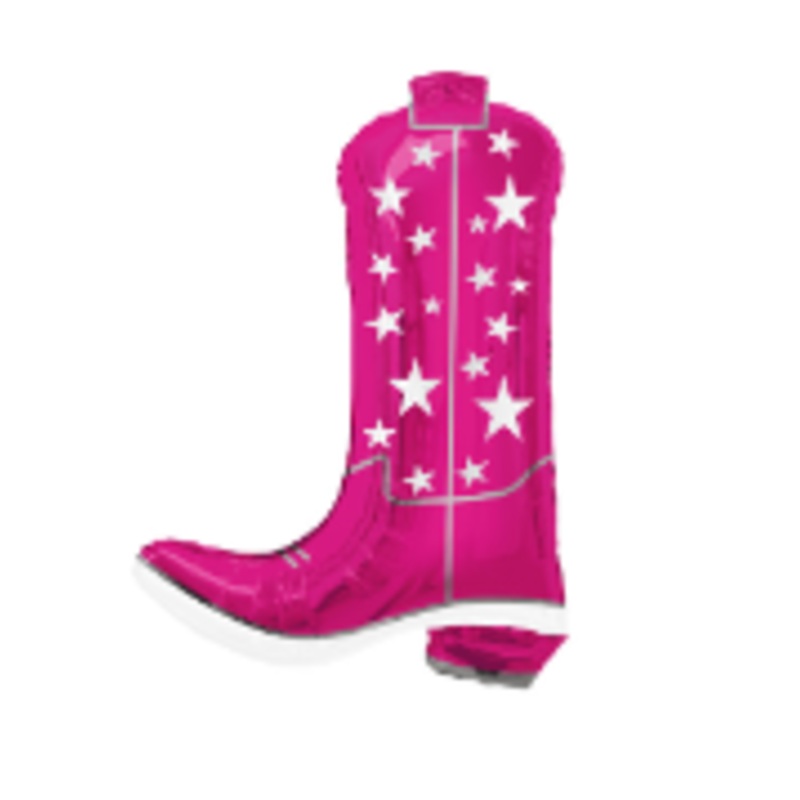 26" Cowgirl Boot Inflated with Helium and Ribbon