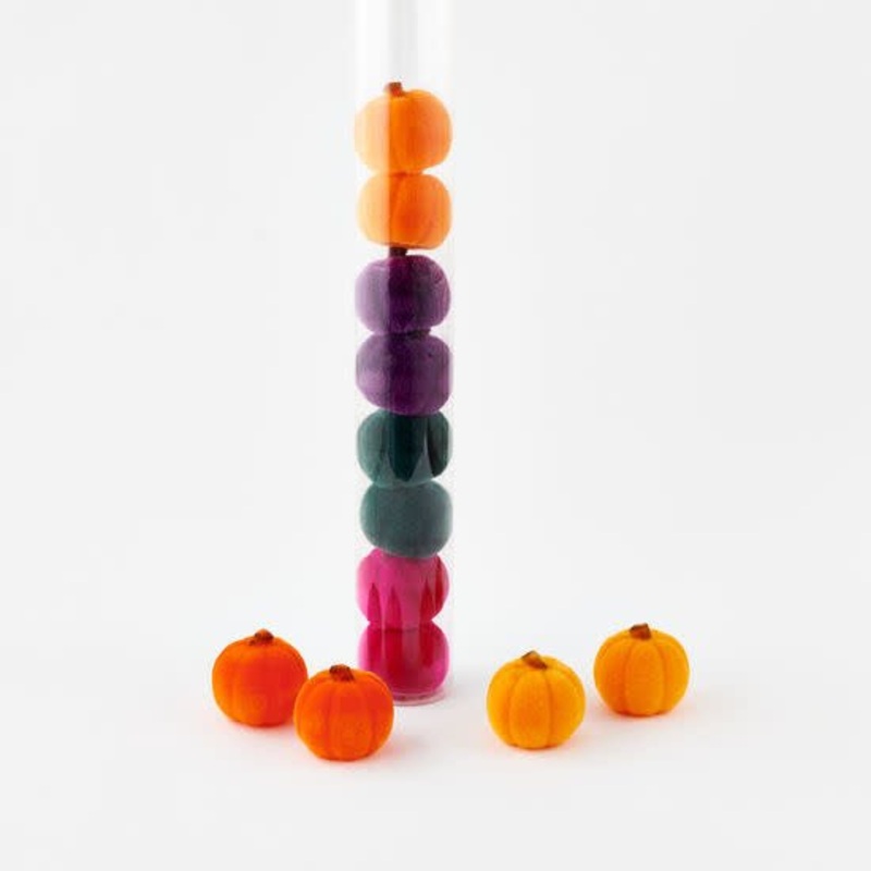 3.25in Small Flocked Pumpkins 12pk | 1ct