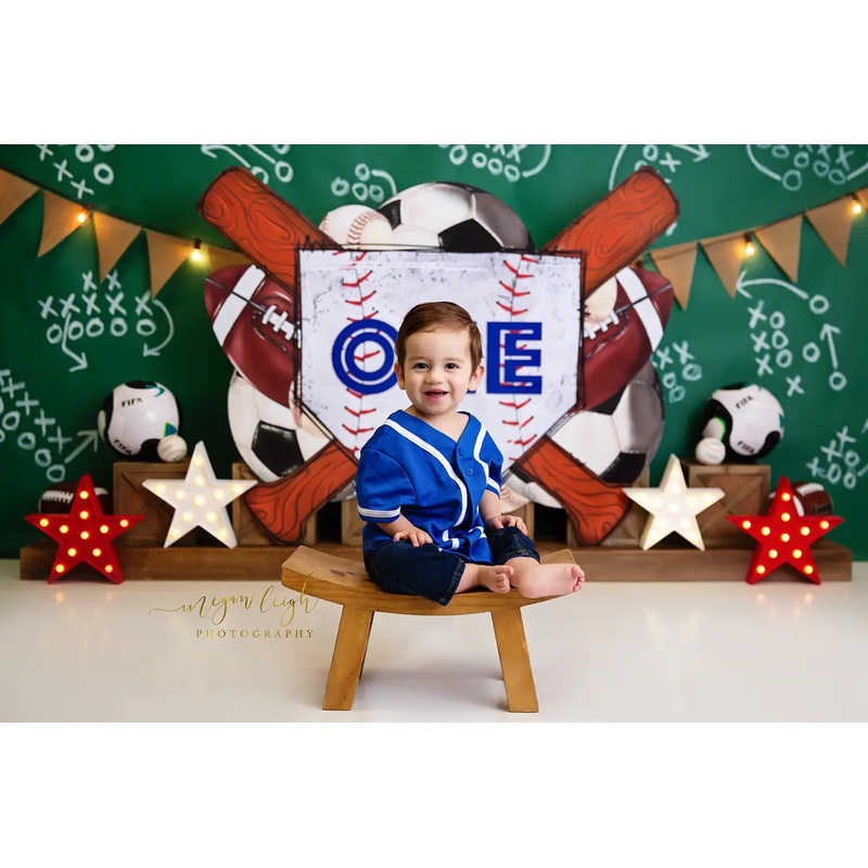 Kate All-Star Sports Strategy Chalkboard Backdrop Designed by Megan Leigh Photography 7x5ft - small kids sitting / cake smash Microfiber (Printed)