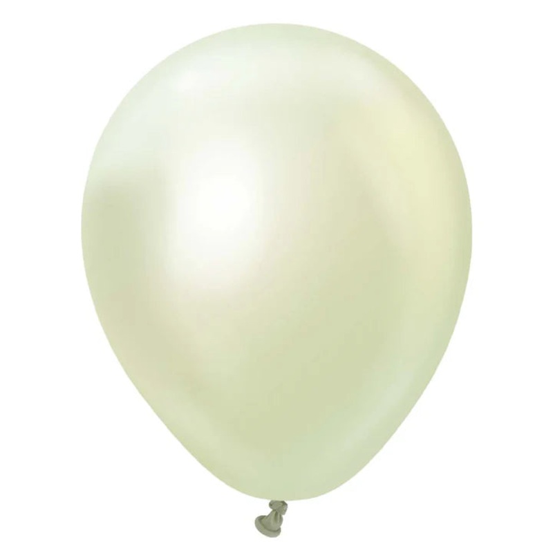 11" Kalisan Mirror Green Gold Inflated with Helium and Ribbon