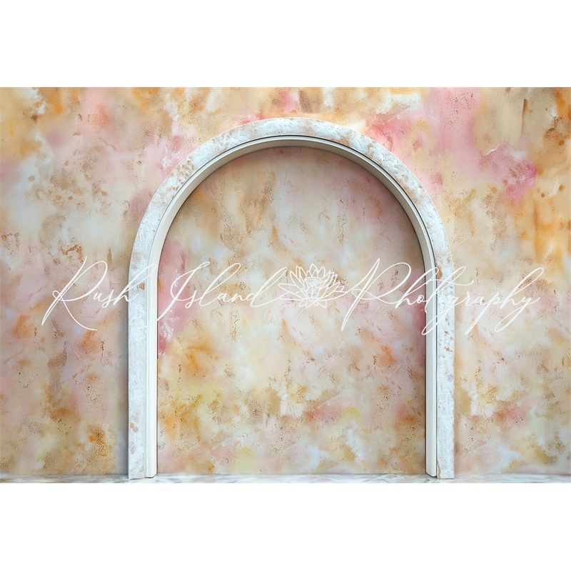 Kate Abstract Pink Marble Arched Wall Backdrop Designed by Laura Bybee 7x5ft - small kids sitting / cake smash Microfiber (Printed)