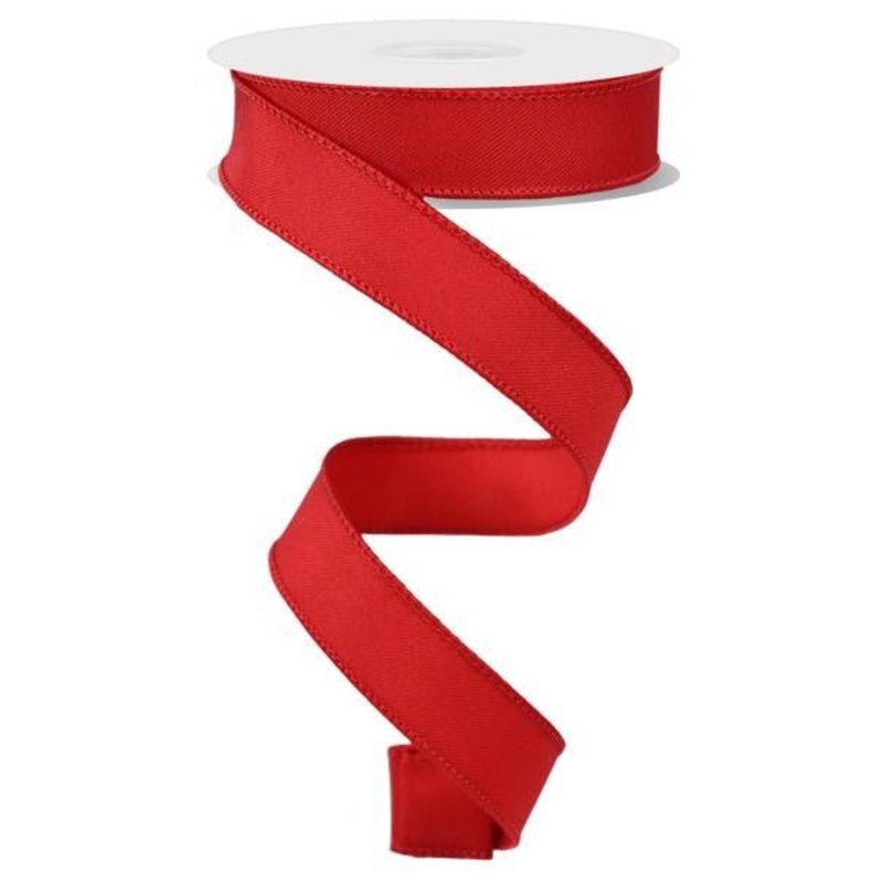 7/8" Diagonal Weave Fabric Ribbon: Red